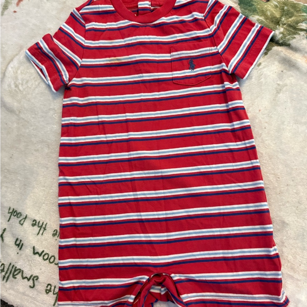 Polo by Ralph Lauren Red and White Striped Bodysuit